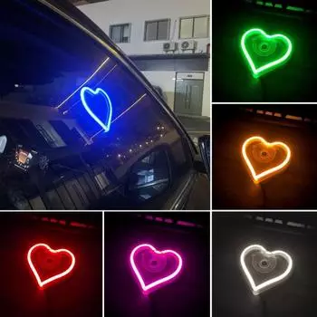 Светодиодный неоновый светильник в форме сердца, режимы стробоскопической вспышки, суперяркий, простая установка, светодиодный дисплей, вывеска, автомобильное освещение, аксессуары зелёный