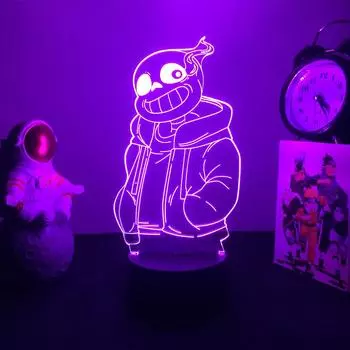 Светодиодный ночник, 7 цветов, 3D-лампа, игра Undertale Sans, фигурка, прикроватная лампа для декора спальни, подарок на день рождения для детей