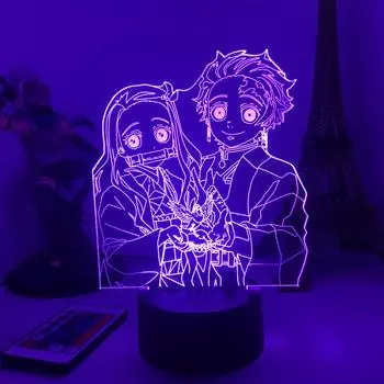 Светодиодный ночник Demon Slayer Kamado Nezuko, акриловая фигурка, светодиодный датчик света для украшения спальни, настольные лампы, модель Kamado Tanjirou, подарок