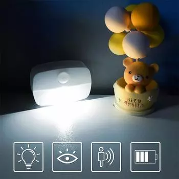 Светодиодный ночник EU Plug In Lamp Smart Motion Sensor Light In Indoor Mini Wall Lamp WC Hallway Night Lamp Home Decoration Nightlights White Light