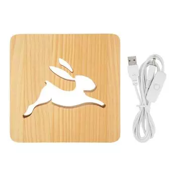 Светодиодный ночник Hollow Bunny Design Eye Protection 3D деревянная лампа для спальни гостиной офиса