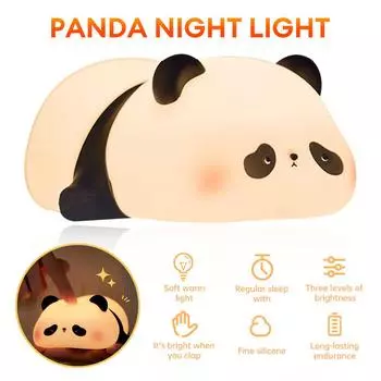 Светодиодный ночник, милая овца, панда, кролик, силиконовая лампа, перезаряжаемая от USB, прикроватная тумбочка, детский ночник, подарок на день рождения белый