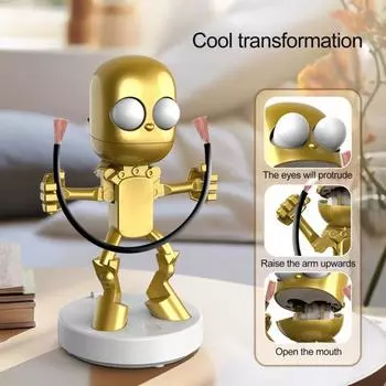 Светодиодный ночник милый мультяшный робот настольная лампа с регулируемой яркостью без мерцания перезаряжаемый через USB золотистый