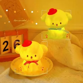 Светодиодный ночник милый мультяшный щенок силиконовые огни детский спальный прикроватный столик лампа для малышей детская комната warm light