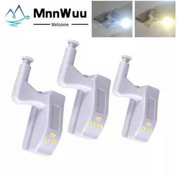 Светодиодный ночник под петлями шкафа, светодиодный светильник с датчиком Armario для кухни, гостиной, спальни, шкафа, дверной светильник, лампа 1 Pcs белый