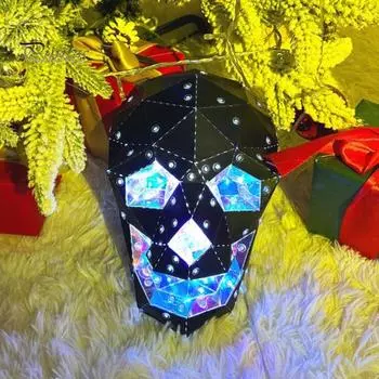Светодиодный ночник-призрак на Хэллоуин, жуткий 3D-светильник в виде полигонального черепа, светящаяся статуэтка в виде головы скелета ручной работы для домашнего декора на Хэллоуин Skull