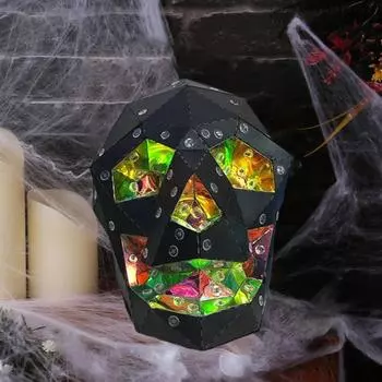 Светодиодный ночник-призрак на Хэллоуин, жуткий 3D-светильник в форме полигонального черепа, светящийся вручную