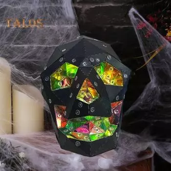 Светодиодный ночник-призрак на Хэллоуин, жуткий 3D-светильник в виде полигонального черепа, светящаяся статуэтка в виде головы скелета ручной работы для домашнего декора на Хэллоуин Skull