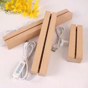 Светодиодный ночник, прямоугольный дисплей, подставка из искусственного кристалла, деревянная подсветка, подставка, зарядка через USB, ночник, домашний декор S Warm light