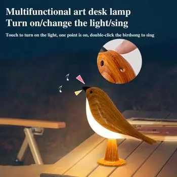 Светодиодный ночник Птица Настольная лампа 3 режима освещения Регулировка яркости Мерцание A