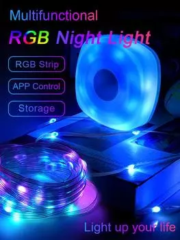 Светодиодный ночник RGB Кемпинговые гирлянды Уличные водонепроницаемые Smart APP Портативные складные USB зарядка Декоративное окружающее освещение хаки