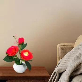 Светодиодный ночник-роза, теплое освещение, реалистичный дизайн, энергосберегающая перезаряжаемая декоративная лампа для создания композиций из искусственных цветов красный
