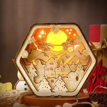 Светодиодный ночник, рождественское украшение, 3D визуальный эффект, полый дизайн, гладкий