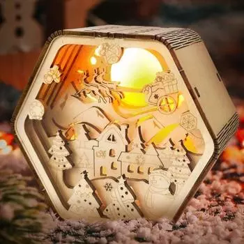 Светодиодный ночник, рождественское украшение, 3D визуальный эффект, полый дизайн, гладкий край, заусенец