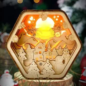 Светодиодный ночник, рождественское украшение, визуальный эффект 3D, полый дизайн, гладкие края, без заусенцев, мягкое свечение, прикроватная лампа, поделки своими руками A