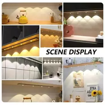 Светодиодный ночник с датчиком движения, беспроводной, ультратонкий, 3 цвета, для кухонного шкафа, спальни, гардероба, внутреннего освещения 1Pcs