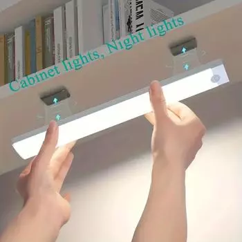 Светодиодный ночник с датчиком движения, светильник для шкафа, беспроводной USB-перезаряжаемый светильник для шкафа, лампа под подсветкой для кухни 10cm white light