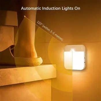 Светодиодный ночник с датчиком движения USB, квадратный заряжаемый светильник для спальни, кухни, лестницы, прихожей, шкафа, освещения шкафа белый