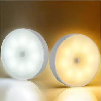 Светодиодный ночник с датчиком движения USB, перезаряжаемый прикроватный ночник с регулируемой яркостью для кухонного шкафа, гардероба, спальни