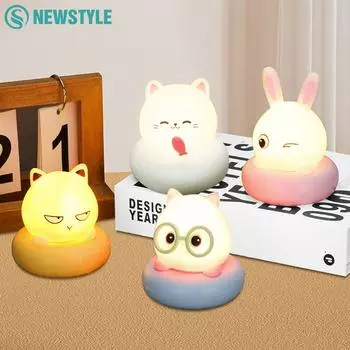 Светодиодный ночник с изображением животных для детей, 3 уровня яркости, сенсорный датчик, детские ночные светильники для малышей, декор детской комнаты