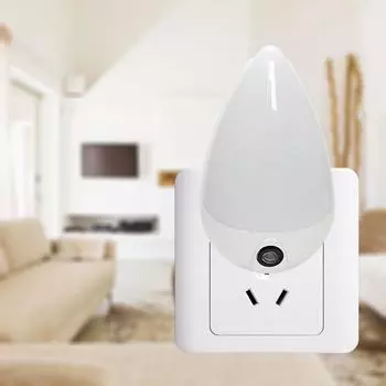 Светодиодный ночник с каплями воды, вилка европейского стандарта, настенная розетка, вращение на 90 градусов, умный датчик света для детской спальни белый