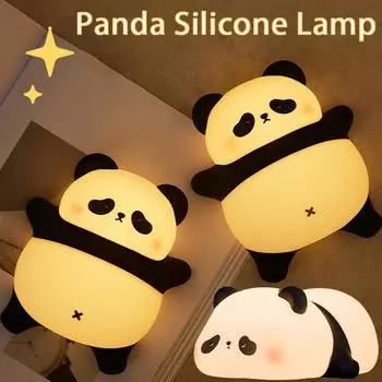 Светодиодный ночник с милой пандой, силиконовая лампа с сенсорным управлением, прикроватные светильники в виде животных для детского подарка на день рождения, декор комнаты