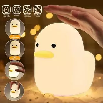 Светодиодный ночник с милой уткой, детский прикроватный энергосберегающий настольный светильник с регулируемой яркостью, лампа для украшения дома yellow light