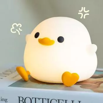 Светодиодный ночник с милой уткой, мультяшными животными, силиконовая лампа для детей, сенсорный датчик времени, USB-аккумулятор для подарков на день рождения