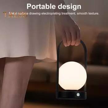 Светодиодный ночник с переносной ручкой, мягкое свечение, регулируемая яркость, перезаряжаемый, диммируемый ночник чёрный