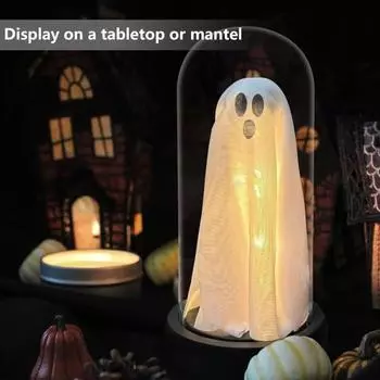 Светодиодный ночник с привидениями на Хэллоуин на батарейках, стеклянный колпак-милое привидение со световым декором для вечеринки A
