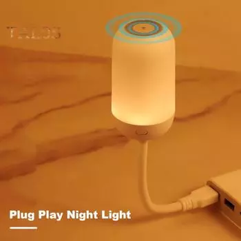 Светодиодный ночник с регулируемой яркостью, высокая яркость, без мерцания, гибкий дизайн, Plug Play, регулируемое сенсорное управление, USB-прикроватная лампа белый