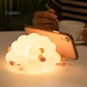 Светодиодный ночник с таймером и регулируемой яркостью, декоративная лампа в мультяшной форме, светодиодный прикроватный светильник для грудного вскармливания чёрный