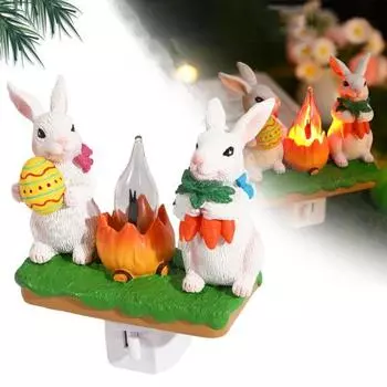 Светодиодный ночник со статуей кролика, мягкий свет, без мерцания, очаровательный прикроватный светильник в виде кролика, пасхальное украшение B