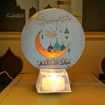 Светодиодный ночник-свеча Eid, украшение стола с мультяшным узором, светильник для создания атмосферы, праздничные принадлежности для украшения каминной полки в Рамадан A