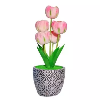 Светодиодный ночник-тюльпан с сенсорным управлением, регулируемая яркость, имитация цветка, настольная лампа, перезаряжаемая через USB, украшение для дома, атмосферная лампа, подарок розовый