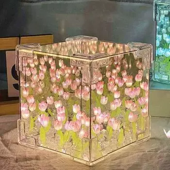 Светодиодный ночник-тюльпан в виде цветка, реалистичное мягкое свечение, простая установка у кровати Battery фиолетовый