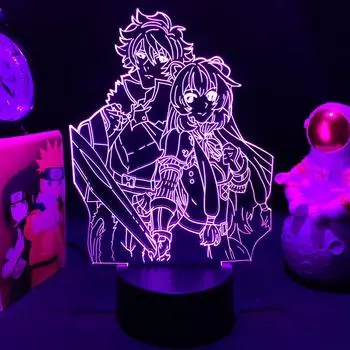 Светодиодный ночник в стиле аниме «Восход героя щита» Наофуми X Рафталия для спальни, декоративный светильник, подарок на день рождения, лампа в стиле манга