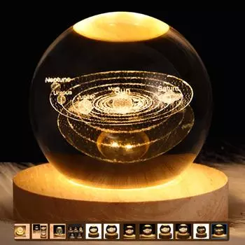 Светодиодный ночник в виде хрустального шара, галактика, 3D, планета, луна, спальня, домашний декор для детской вечеринки, дня рождения, рождественских подарков