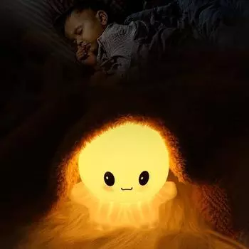 Светодиодный ночник в виде медузы Yousheng, регулируемая яркость, мягкое свечение, мягкий силиконовый светильник в виде медузы для домашнего декора Warm light