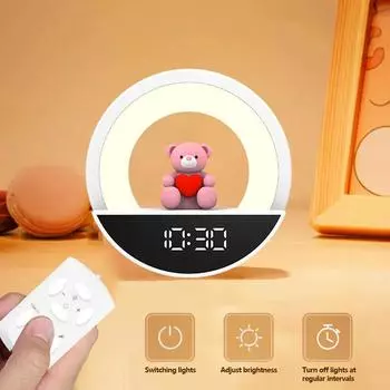Светодиодный ночник в виде медведя, детский ночник с дистанционным управлением, перезаряжаемый детский светильник, симпатичный атмосферный светильник для прихожей, лестницы