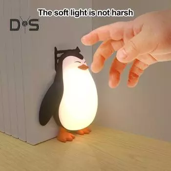 Светодиодный ночник в виде пингвина с регулируемой яркостью, мягкий, без мерцания, перезаряжаемый, милый, силиконовый, мягкий, с подсветкой, в виде пингвина Penguin
