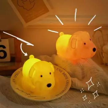 Светодиодный ночник в виде щенка, перезаряжаемая лампа для прикроватной тумбочки, мягкая подсветка для детской комнаты для малышей puppy lamp