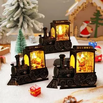 Светодиодный ночник в виде старинного поезда, рождественский, на батарейках, для помещений и улицы, подвесные фонари, праздничные, портативные, для вечеринок, декора, подарочные огни 1PCS