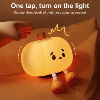 Светодиодный ночник в виде тыквы на Хэллоуин с регулируемой яркостью, простой в использовании, автоматический режим сна, силиконовый сенсорный светильник, украшение для рабочего стола pumpkin