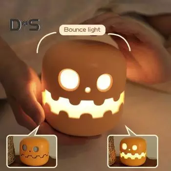 Светодиодный ночник в виде тыквы на Хэллоуин с автоматическим таймером выключения, регулируемой яркостью, перезаряжаемый через USB, ночник, украшение для прикроватной лампы A