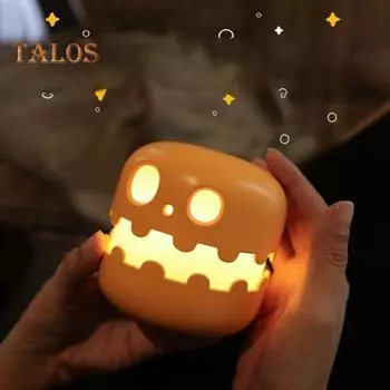 Светодиодный ночник в виде тыквы на Хэллоуин с автоматическим таймером выключения, регулируемой яркостью, перезаряжаемый через USB, ночник, украшение для прикроватной лампы B