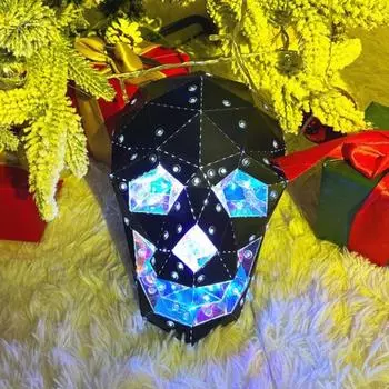 Светодиодный ночник Yousheng Halloween Ghost, жуткий 3D-светильник в виде полигонального черепа, светящаяся статуэтка в виде головы скелета ручной работы для домашнего декора на Хэллоуин Skull