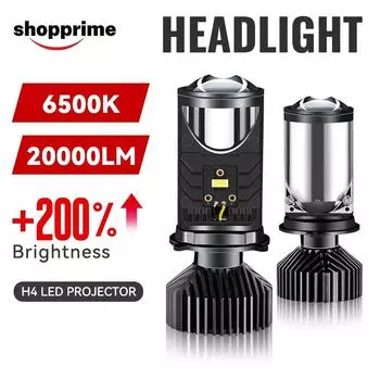 Светодиодный объектив проектора H4 Mini Bulb 20000LM Fan Headlight для мотоцикла Dual High Low Beam 9-32V Plug&play Motorcycle Projector