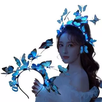 Светодиодный ободок для волос, рождественский светящийся ободок, свадьба, день рождения, красочный головной убор, сувениры для вечеринок в виде бабочки розовый