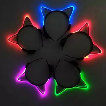 Светодиодный обруч для волос с кошачьими ушками, пластиковая повязка на голову с противоскользящим дизайном, повязка для волос для мужчин и женщин, бар, ночной клуб, аксессуар для волос жёлтый